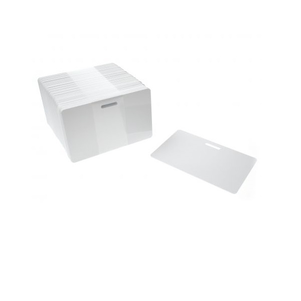 Picture of Card with slot punched landscape blank white - CR80. 70102024