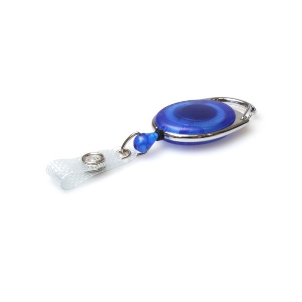 Kuva Blue translucent carabiner ID badge reel with reinforced strap. 60270218 (DE,SE,NO,FI,RO,PL)