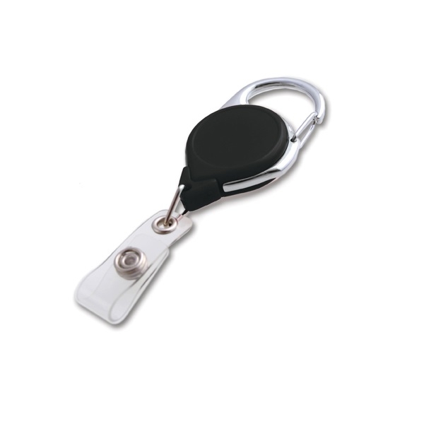 Kuva Black carabiner ID badge reel with strap. 60270170 (DE,SE,NO,FI,RO,PL)