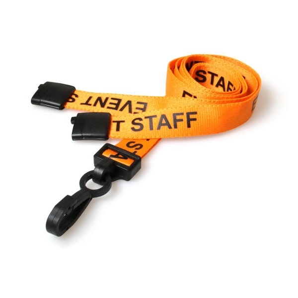 Kuva Event staff orange lanyard / Keyhanger 15 mm with plastic J clip. 60270592 (DE,SE,NO,FI,RO,PL)