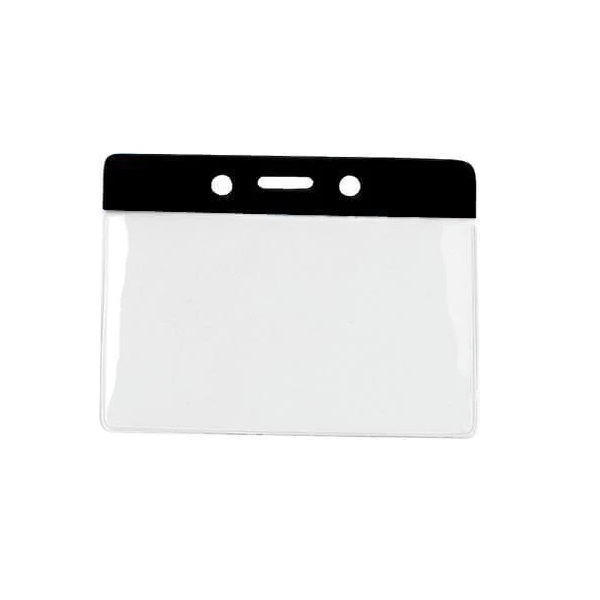 Picture of 90x65 mm Card holder / carrying case soft plastic. Black top / clear (horizontal / landscape). 60270311_1