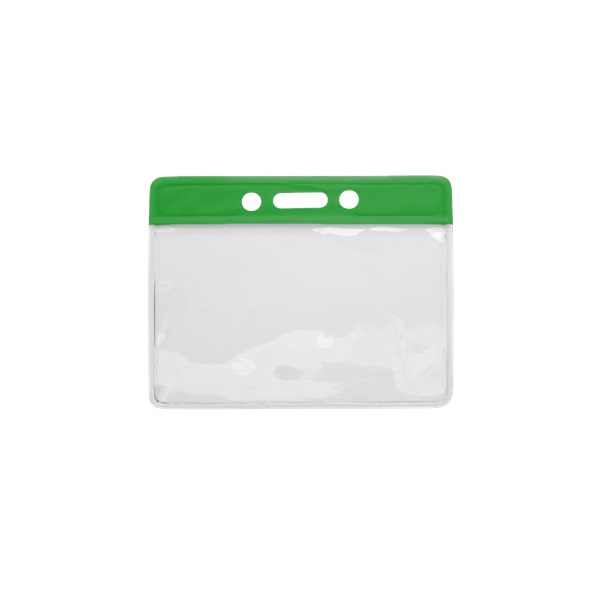 Picture of Card holder/carrying case soft plastic 86 x 54 mm. green top/clear (horizontal/landscape). 60270316