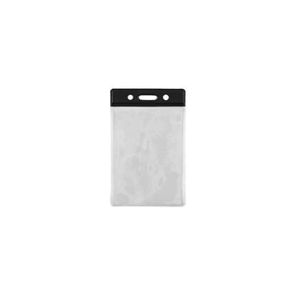 Picture of 86x54 mm Card holder / carrying case soft plastic. Black top / clear (vertical / portrait). 60270301