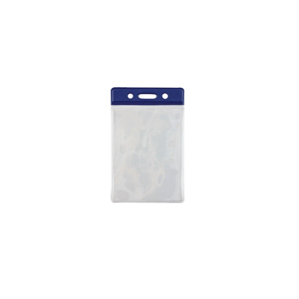 Picture of 86x54 mm Card holder / carrying case soft plastic. Blue top / clear (vertical / portrait). 60270308