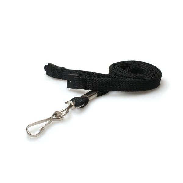 Kuva Black lanyard / keyhanger 10 mm with Metal J-Clip - 100% polyester. 60270581 (DE,SE,NO,FI,RO,PL)