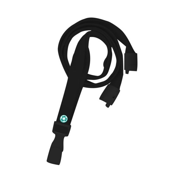 Kuva Black bamboo lanyard / keyhanger 10 mm with plastic J clip  - environmentally friendly. 60270521 (DE,SE,NO,FI,RO,PL)