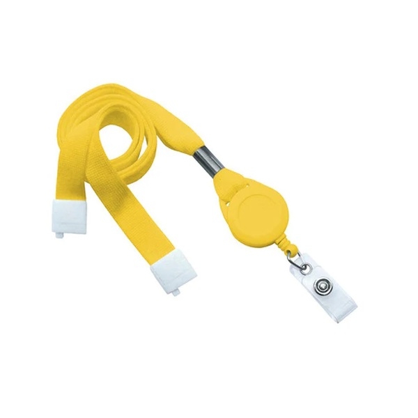 Kuva Yellow 16 mm flat tubular breakaway lanyards with attached yoyo card reel and clear vinyl strap. 60270627 (DE,SE,NO,FI,RO,PL)