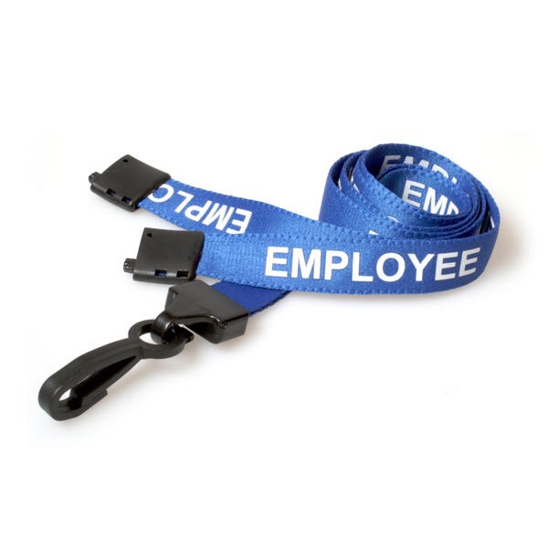 Picture of Employee blue lanyard / keyhanger 15 mm with plastic J clip. 60270583