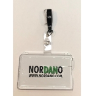 Kuva Cardholder / carrying case rigid plastic with lock clear (horizontal / landscape) with a black badge reel, strap clip. 60270126+60270176 (DE,SE,NO,FI,RO,PL)