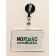 Kuva Cardholder / carrying case rigid plastic with lock clear (horizontal / landscape) with a black badge reel, strap clip. 60270126+60270176 (DE,SE,NO,FI,RO,PL)
