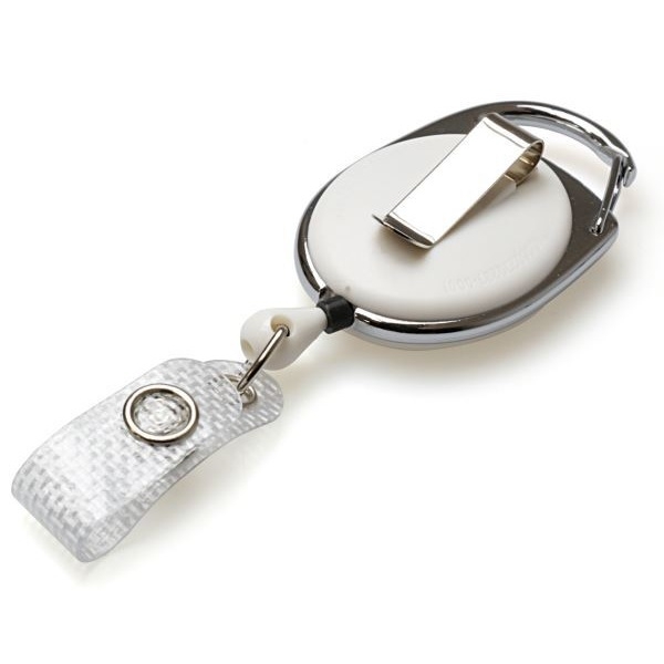 Kuva White carabiner ID badge reel with belt clip and with reinforced strap and Recess. 60270231 (DE,SE,NO,FI,RO,PL)