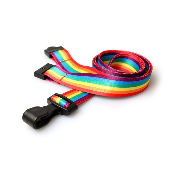Kuva Recycled rainbow lanyard / keyhanger 15 mm with Plastic J-Clip. 60270594 (DE,SE,NO,FI,RO,PL)