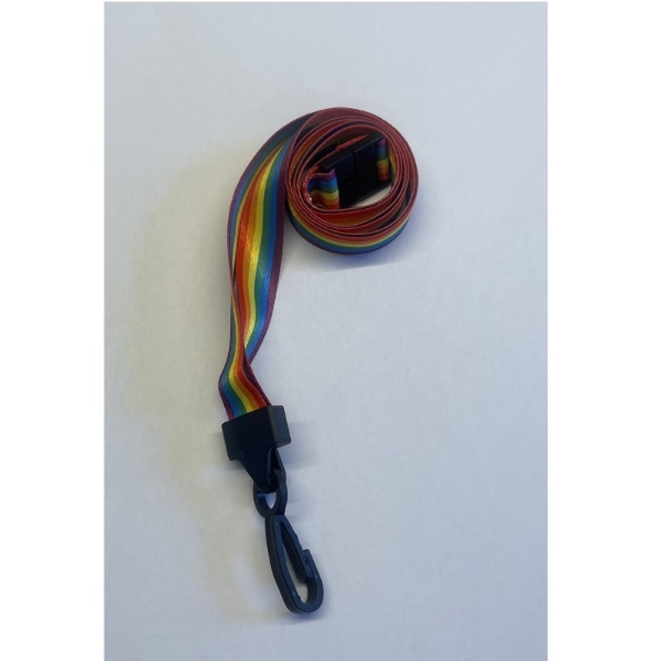 Kuva Recycled rainbow lanyard / keyhanger 15 mm with Plastic J-Clip. 60270586 (DE,SE,NO,FI,RO,PL)