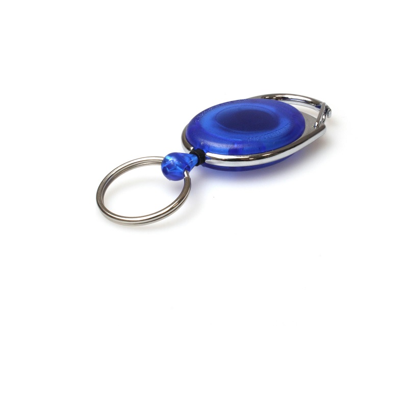 Picture of Blue carabiner ID badge reel with key ring. 60270236