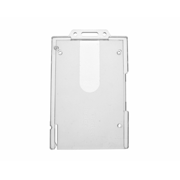 Picture of Enclosed ID Badge Lockable card holder / carrying case rigid plastic (vertical / portrait) for 2 cards. 60270287