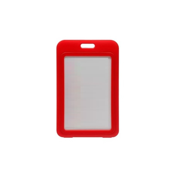 Kuva Red 86x54 mm Card holder / carrying case hard plastic / Badge holder. Clear on both sides (vertical / portrait). 60270345 (DE,SE,NO,FI,RO,PL)