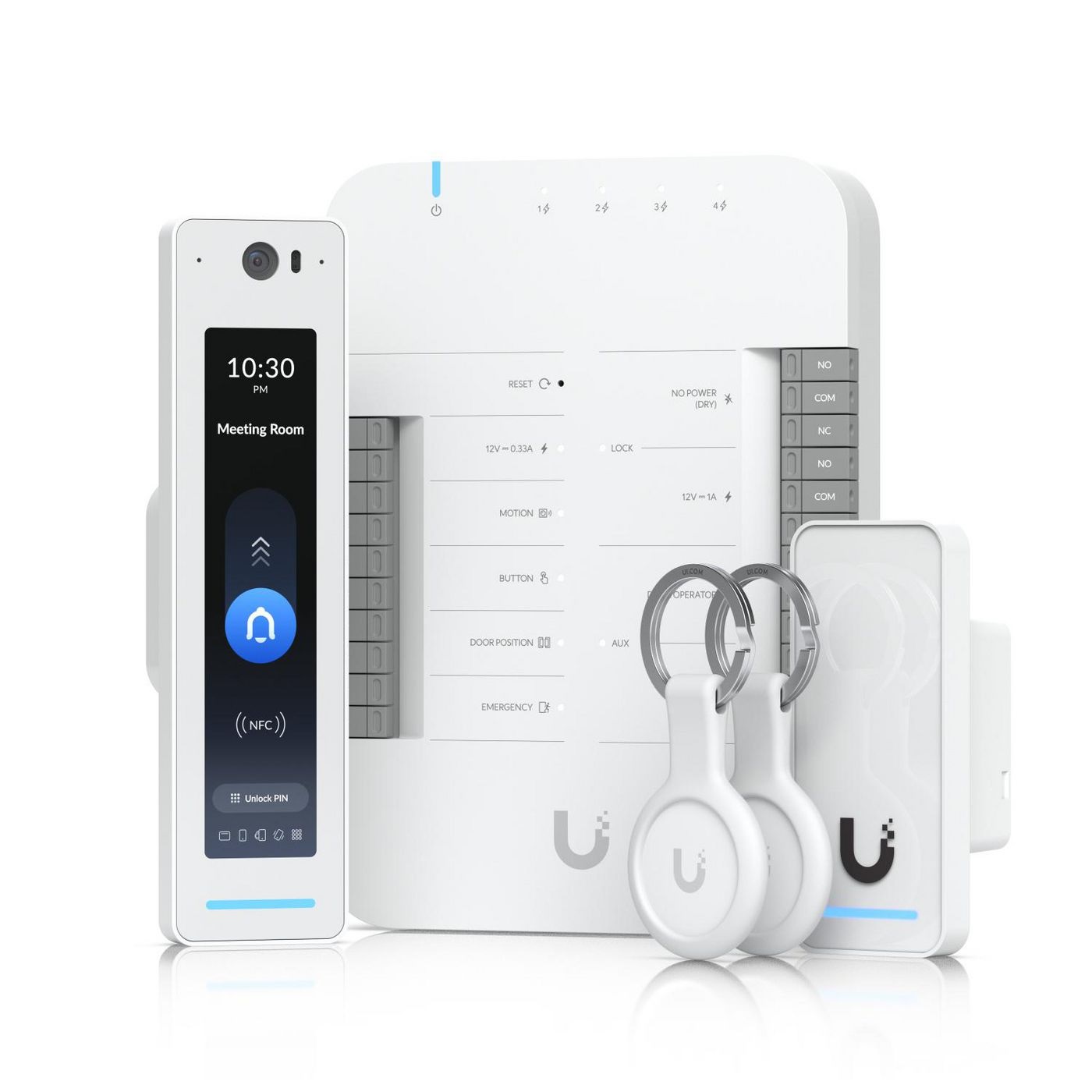 Picture of Ubiquiti UniFi Access Door Hub, Access Reader G3 Professional, Access Reader G3 for door exit, Access pocket key fob Access Controller. UA-G3-SK-PRO