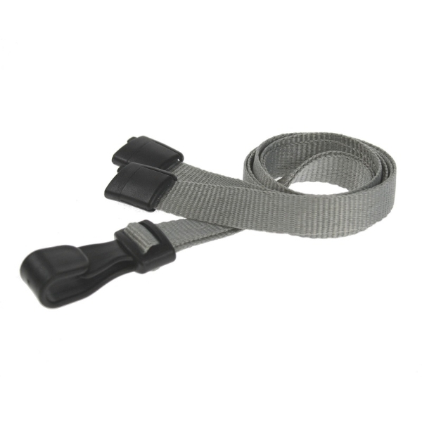 Kuva Grey lanyard / Keyhanger 10 mm with plastic J clip - 100% polyester. 60270550 (DE,SE,NO,FI,RO,PL)