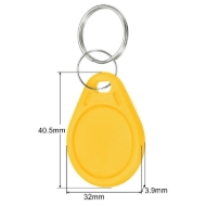 Picture of Yellow rewriteable Key fob 13.56 MHz. 13.56 Compatible 1K Magic UID – Changeable UID. Keyfob. 70102947